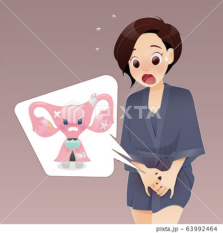 Uterus cartoon in crying because of injury 63992464