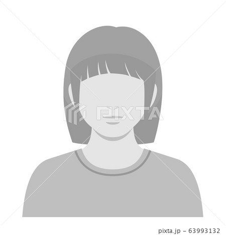表情なし 人物 カットイラスト素材 / 女子 白黒 表情なし 人物 カットイラスト素材 / 女子 白黒 63993132