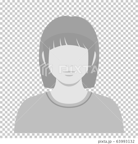 表情なし 人物 カットイラスト素材 / 女子 白黒 表情なし 人物 カットイラスト素材 / 女子 白黒 63993132