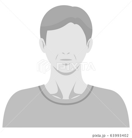 表情なし 人物 カットイラスト素材 / 男性 シニア 白黒 63993402