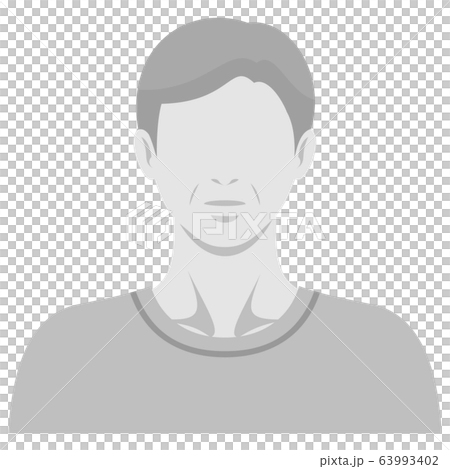 表情なし 人物 カットイラスト素材 / 男性 シニア 白黒 63993402
