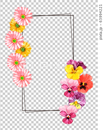 花 おしゃれ 水彩フレームのイラスト素材 63994221 Pixta