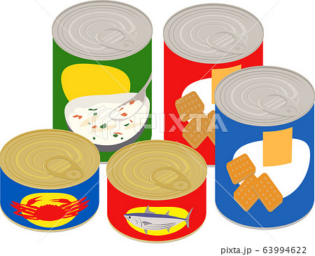 缶詰セット イラスト アイソメトリック 缶詰セット イラスト アイソメトリック 63994622