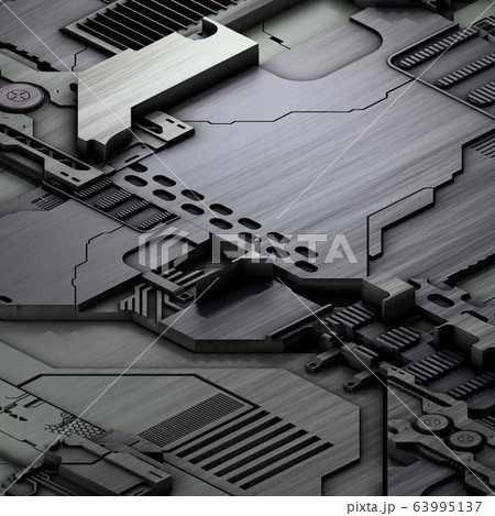 Circuit board futuristic server code processing. Gray technology background. 3d Circuit board futuristic server code processing. Gray technology background. 3d 63995137
