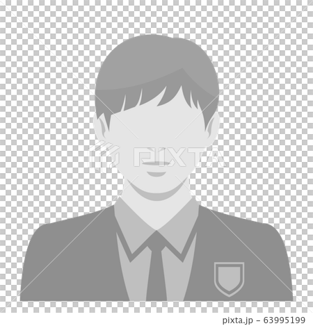 表情なし 人物 カットイラスト素材 / 男子 学生 白黒 表情なし 人物 カットイラスト素材 / 男子 学生 白黒 63995199