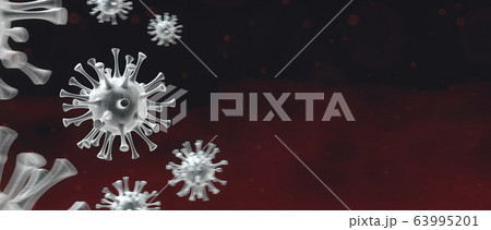 Microscopic view of a infectious virus. Corona COVID-19. 3D Rendering Microscopic view of a infectious virus. Corona COVID-19. 3D Rendering 63995201