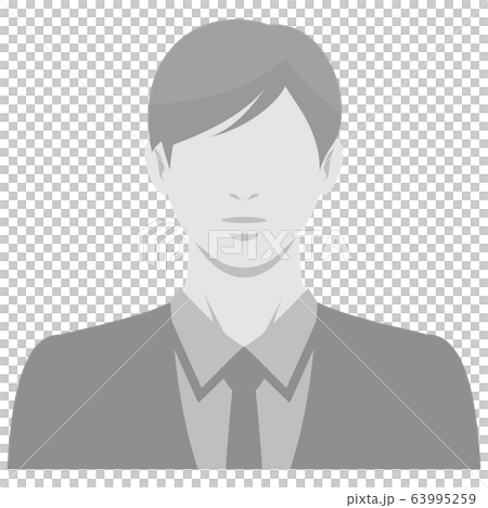 表情なし 人物 カットイラスト素材 男性 白黒のイラスト素材