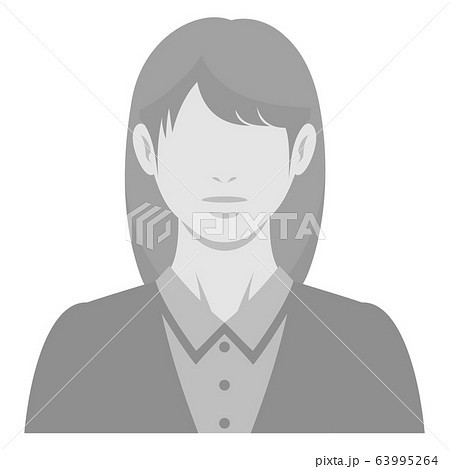 表情なし 人物 カットイラスト素材 女性 白黒のイラスト素材