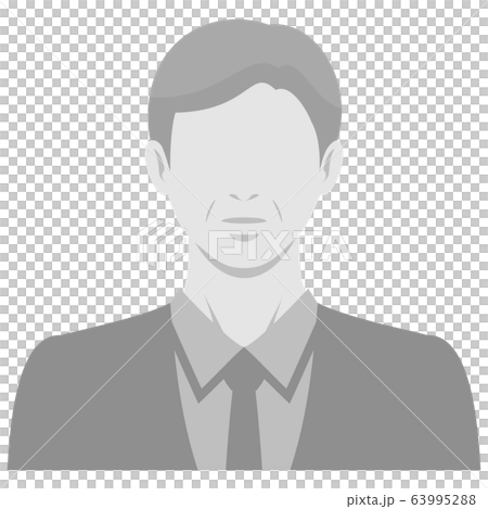 表情なし 人物 カットイラスト素材 / 男性 シニア 白黒 63995288