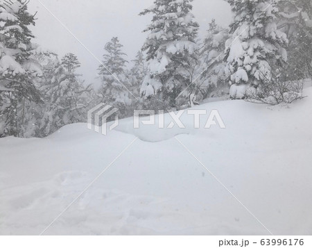 大雪の降った日の福島県の裏磐梯のグランデコスキーリゾート 大雪の降った日の福島県の裏磐梯のグランデコスキーリゾート 63996176
