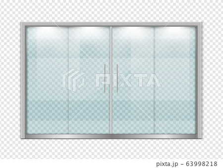 Double sliding glass doors with automatic motion sensor. vector design. 63998218
