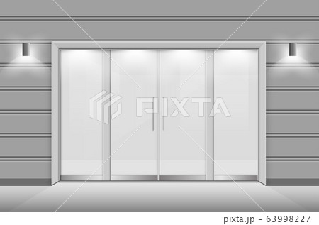Double sliding glass doors with automatic motion sensor. vector design. Double sliding glass doors with automatic motion sensor. vector design. 63998227