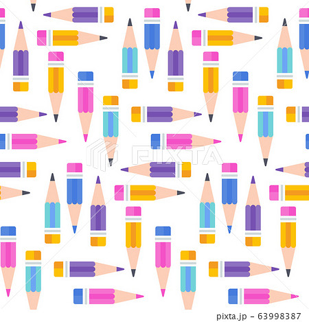 Seamless pattern of colored pencils. Cute baby background. 63998387