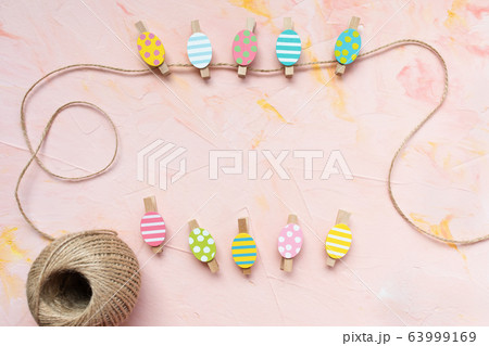 Multicolored eggs decoration. Easter concept 63999169