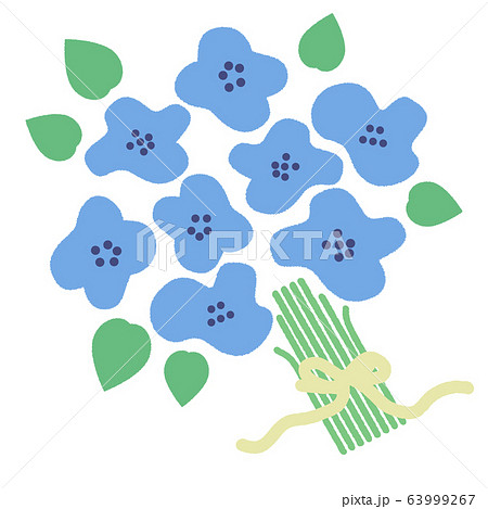 ナチュラルで手書き風な青い花のブーケのイラスト素材