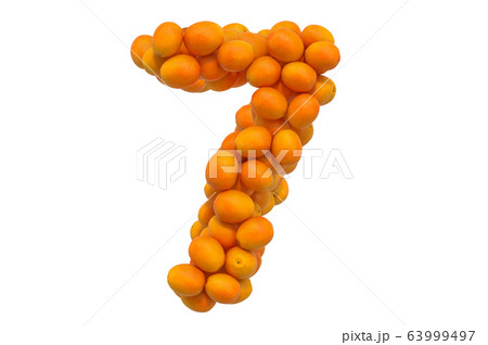 Number 7 from oranges, 3D rendering 63999497
