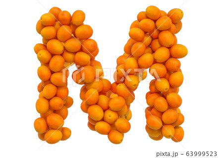 Letter M from oranges, 3D rendering 63999523