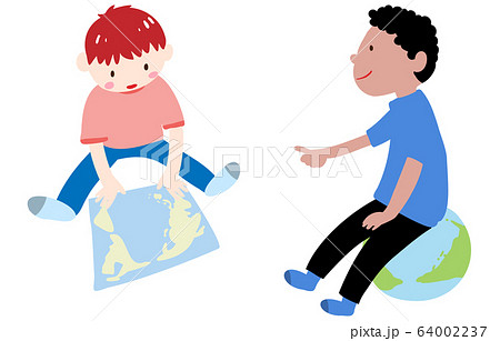 世界地図を一緒に見て遊ぶ男の子たちのイラスト 世界地図を一緒に見て遊ぶ男の子たちのイラスト 64002237