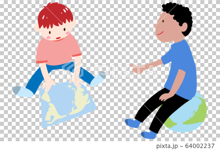 Illustration of boys playing together watching the world map Illustration of boys playing together watching the world map 64002237