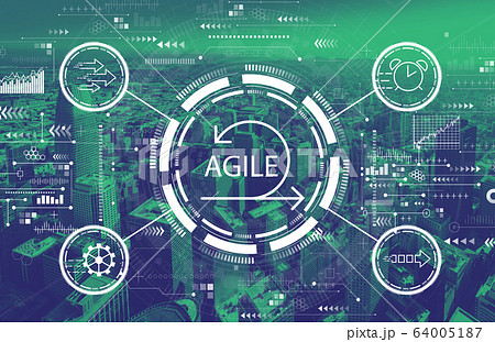 Agile concept with downtown San Francisco Agile concept with downtown San Francisco 64005187