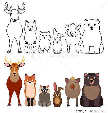 Border Set Of Forest Animals Whole Body Stock Illustration