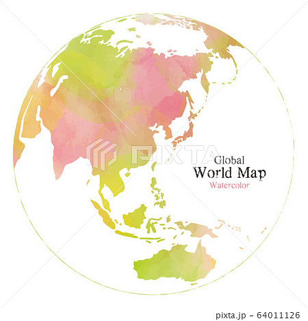 水彩風のおしゃれな世界地図 地球のイラスト素材