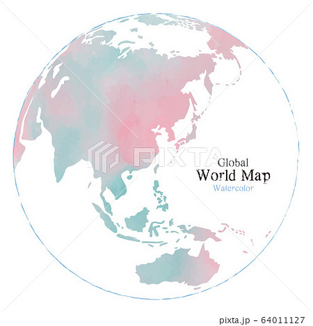 水彩風のおしゃれな世界地図 地球のイラスト素材