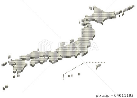 日本地図 白地図 3d ドットマップのイラスト素材