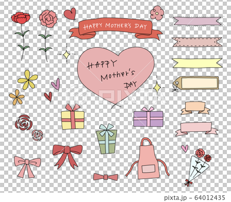 Mother's Day hand drawn illustration set / cute / vector / material 64012435
