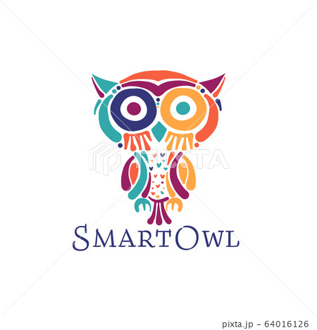 Cute owl colorful, logo design template 64016126