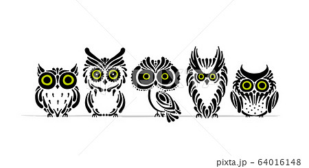 Cute owls family. Simple style for your design Cute owls family. Simple style for your design 64016148
