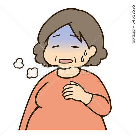 太ったおばさん　体調不良 64018595