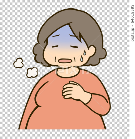 太ったおばさん　体調不良 64018595