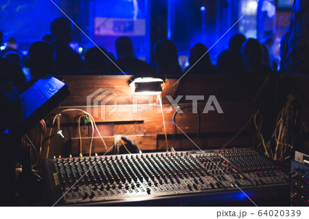Workplace of sound engineer. 64020339