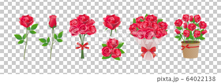 ばら 花 花束 バラ 植物 ベクター イラスト ブーケ セットのイラスト素材