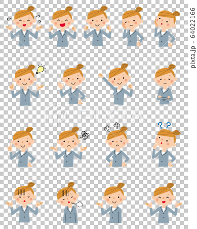 Business woman facial expression set 64022166