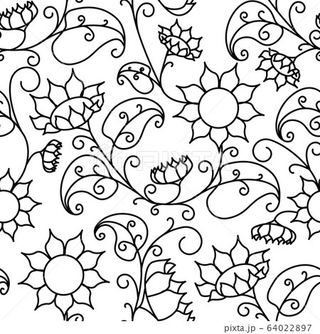Floral pattern. Sunflower. Seamless pattern on a 64022897