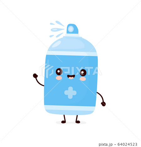 Cute happy smiling antiseptic spray bottle Cute happy smiling antiseptic spray bottle 64024523