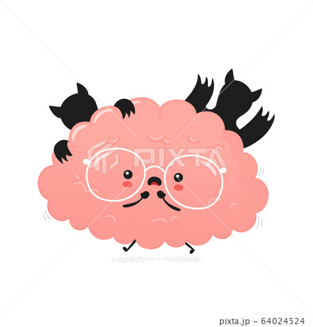 Cute scared human brain. Vector Cute scared human brain. Vector 64024524