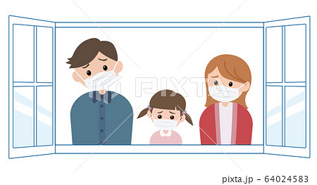マスク姿の家族 マスク姿の家族 64024583