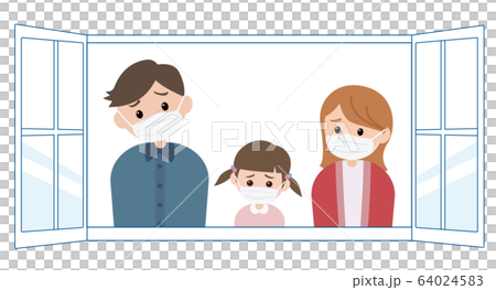 マスク姿の家族 マスク姿の家族 64024583