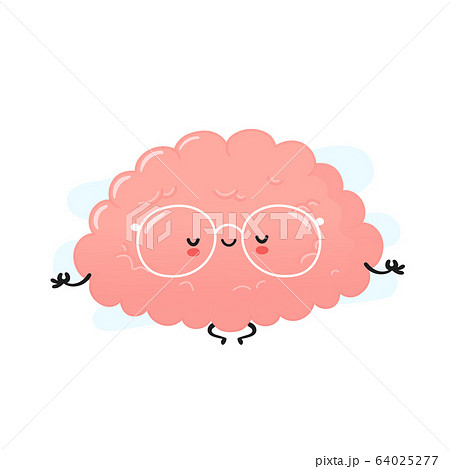 Cute Human Brain Meditate Vector のイラスト素材