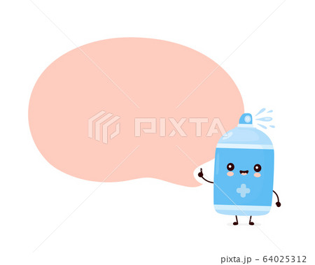 Cute happy smiling antiseptic spray bottle 64025312