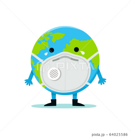 The Earth in a face mask to prevent disease, flu, air pollution, contaminated air, world pollution, PM10, PM2.5. 64025586