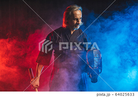 caucasian kendo fighter in traditional clothes caucasian kendo fighter in traditional clothes 64025633