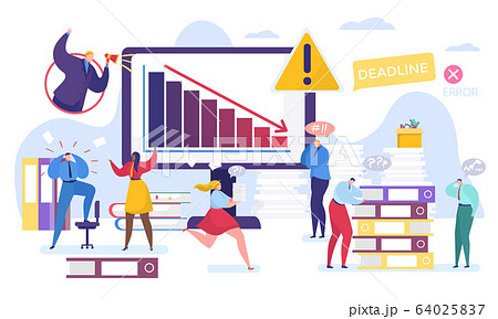 Business problem vector illustration, cartoon tiny people work in stress, flat man woman characters solving task together isolated on white Business problem vector illustration, cartoon tiny people work in stress, flat man woman characters solving task together isolated on white 64025837