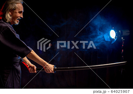 confident strong kendo warrior with shinai 64025907