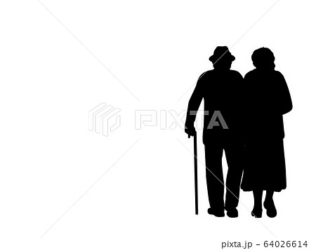 Silhouettes Of Grandparents Going Forwardのイラスト素材