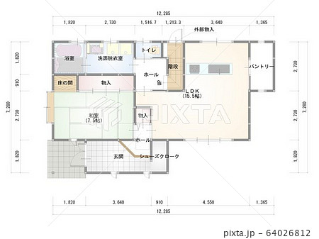 間取り 平面図 １階 寸法のイラスト素材