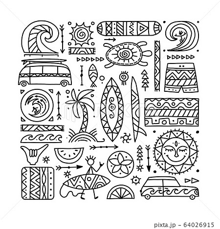 Surfing background. Tribal elements for your design 64026915